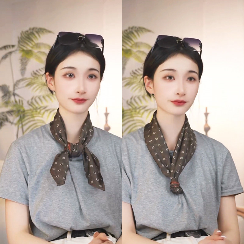 秋冬款双面双色香云纱花萝方巾女