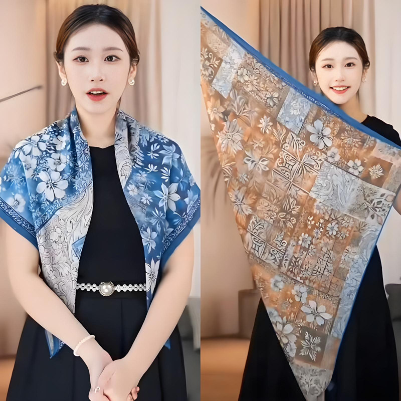 秋冬款高级感双面方巾时尚百搭防晒披肩装饰保暖围巾配大衣送妈妈