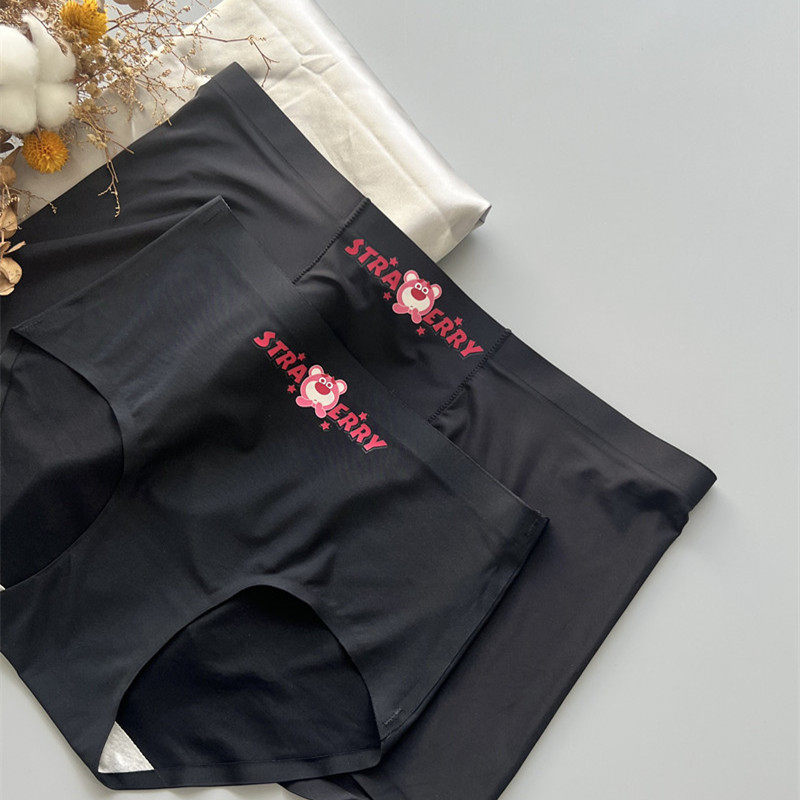 新品无痕冰丝情侣款内裤丝滑透气浪漫可爱草莓熊一男一女礼盒
