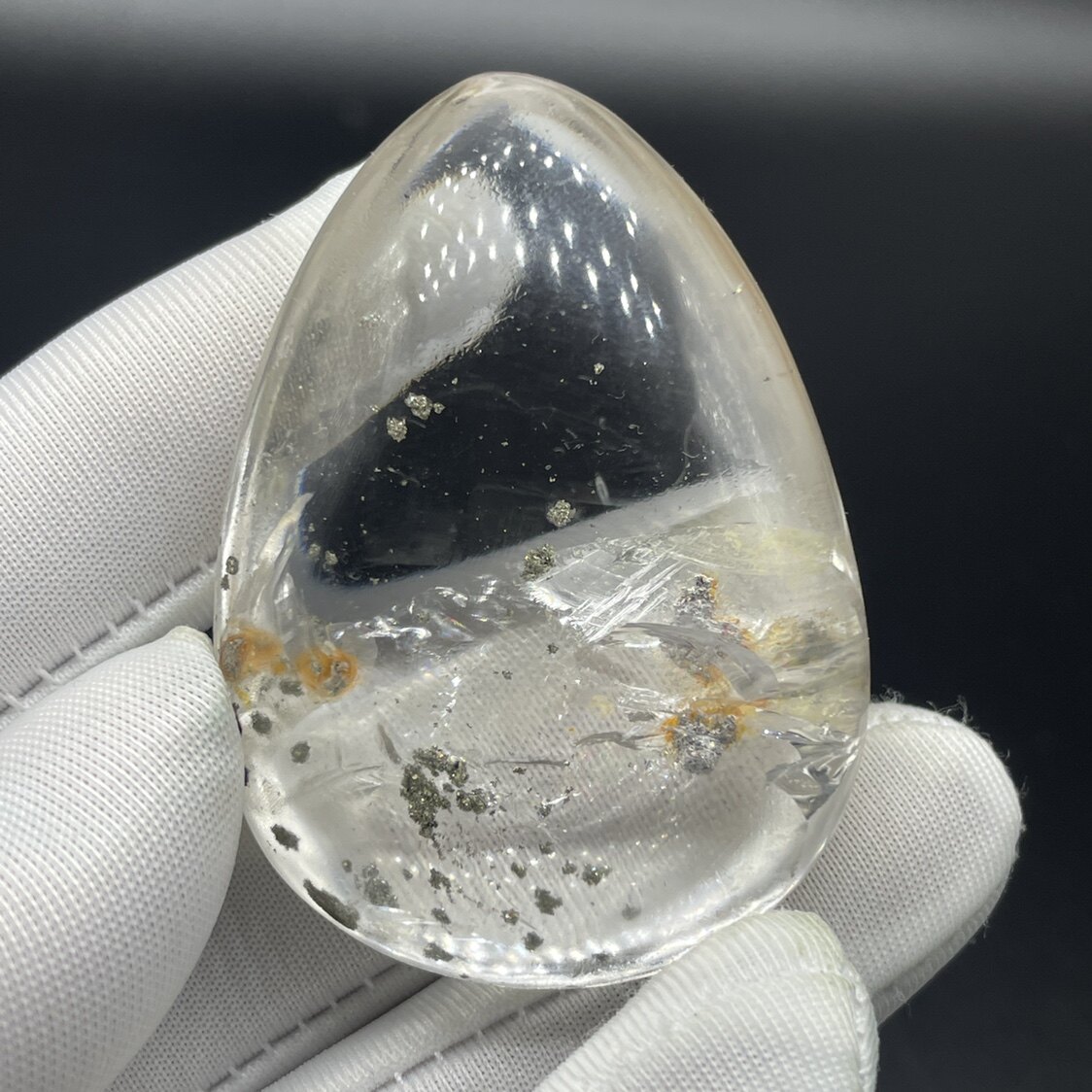 天然白水晶包裹超亮黄铜矿 水晶吊坠饰品挂件 晶体干净净化消磁等