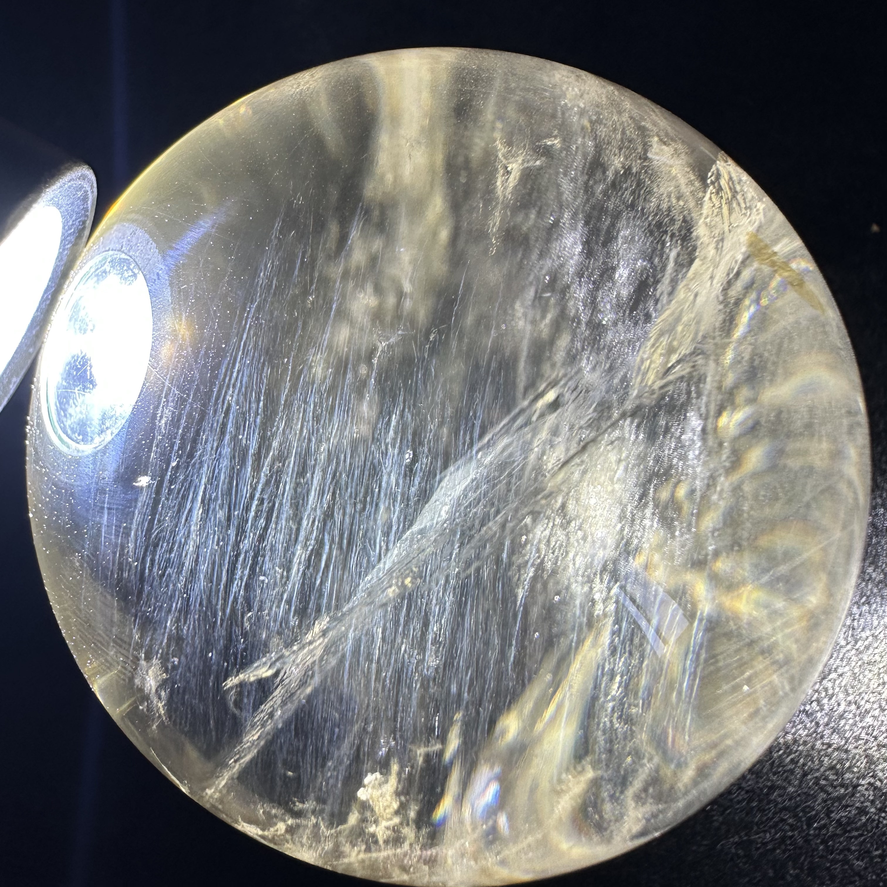 6.1cm天然巴西黄水晶球摆件天使的羽毛蓝针一物一图高频能量风水