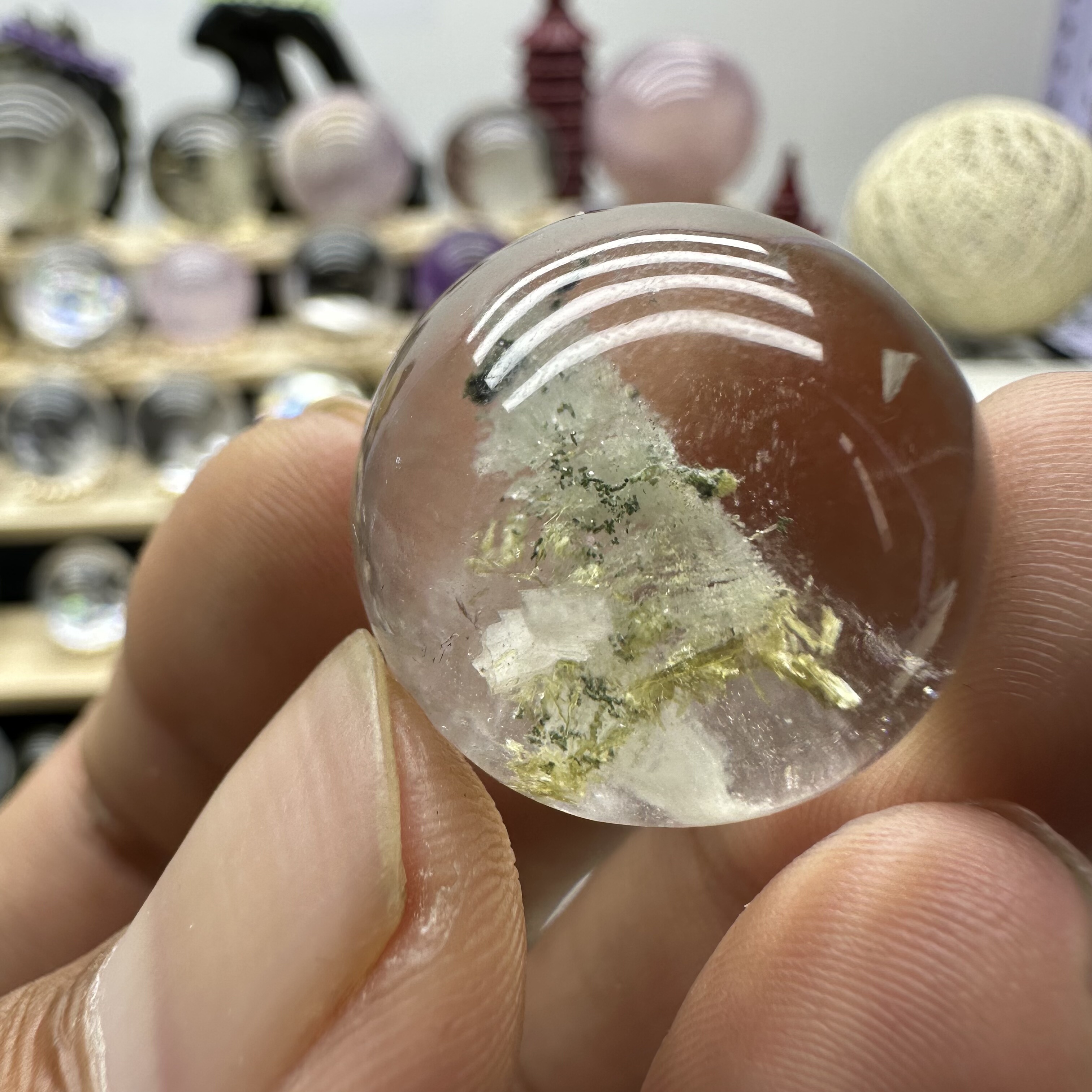 24mm天然白水晶包裹体晶中晶白幽灵碧玺多种矿物质共生一物一图