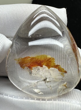 天然白水晶包裹白红胶花吊坠饰品毛衣链可打孔镶嵌颜色深晶体干净