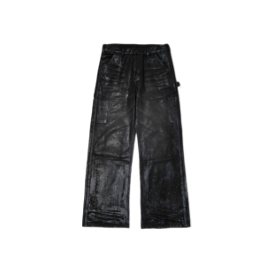 蜡裤 革命性Wax涂层刷蜡做旧银粉水洗黑牛仔伐木裤 B11 Done Danci