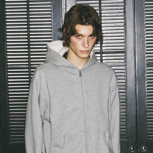 软糯双拉链宽松羊羔绒烟灰卫衣帽衫 复古BOXY廓形短款 Done Danci