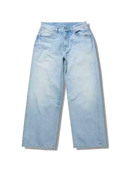 Danci Done Vintage Washed Loose Straight-Leg Jeans in Soft Slubby Selvedge Indian Cotton