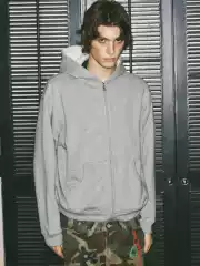 Danci Done Retro Boxy Silhouette Short Soft Fleece Double Zipper Loose Sherpa Sweatshirt Hoodie