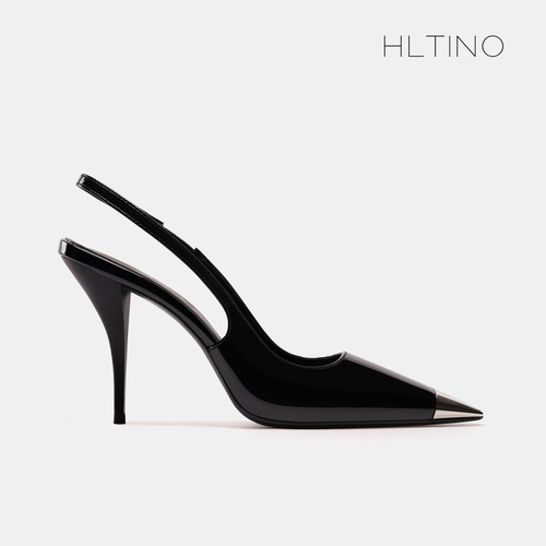 hltino金属方头后空高跟包头凉鞋
