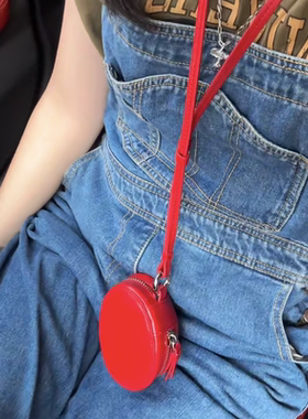 圆盒首饰包挂脖斜挎小众设计女士轻奢小众高级感高颜值日常百搭潮