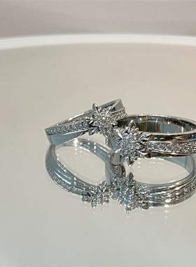 纯银戒指女ins潮小众设计感时尚玫瑰花朵简约食指戒素圈指环潮流