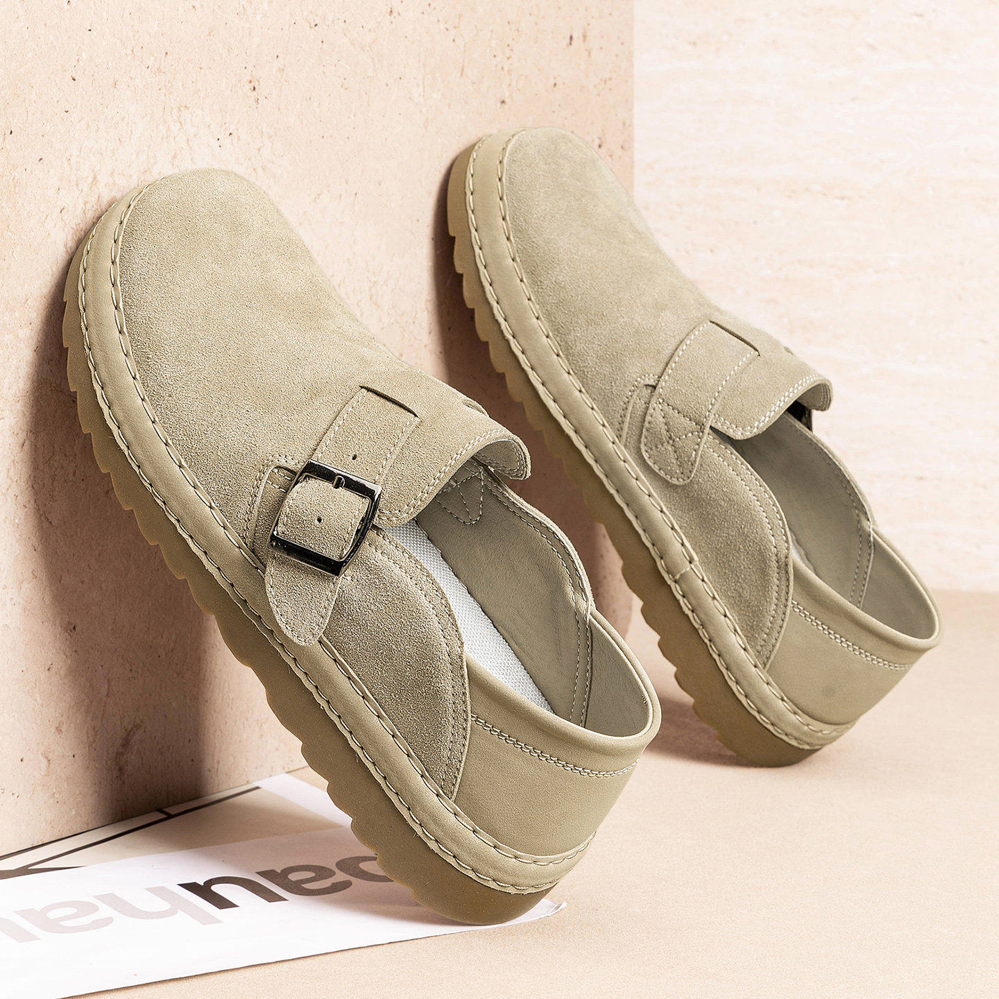 合成鞋业勃肯鞋男鞋2026新款夏季外穿运动开车复古全包一脚蹬老钱