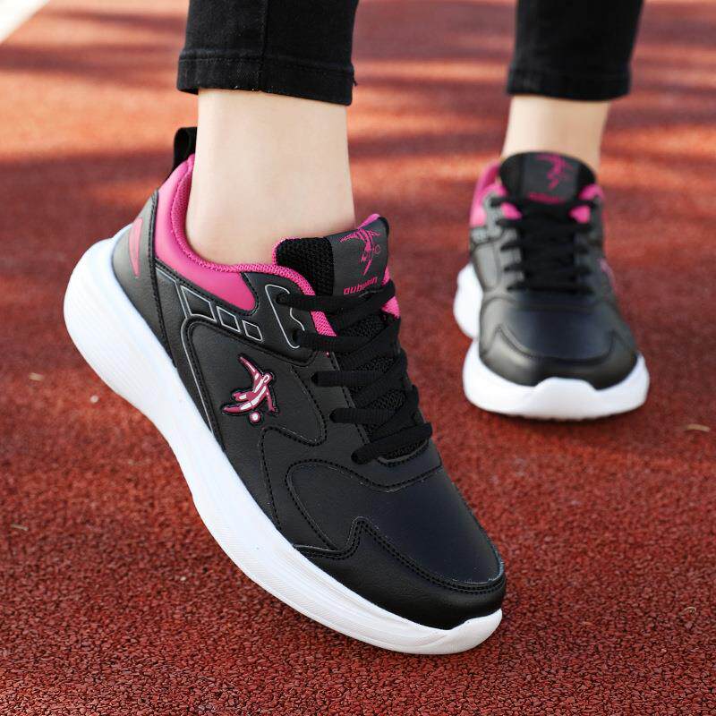 和诚鞋业女鞋皮面防水轻便运动鞋软底春秋休闲鞋女士防滑跑步鞋子