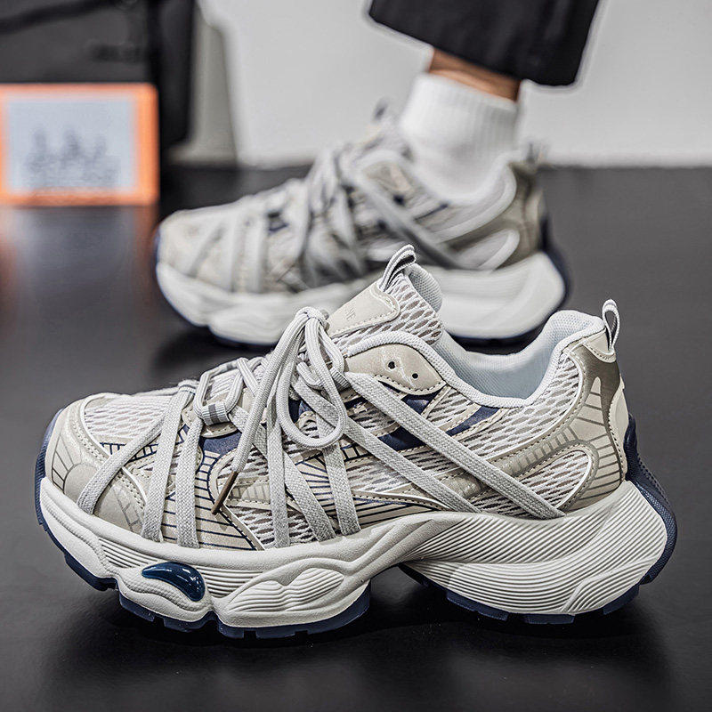 合成鞋业巴黎老爹男鞋夏季2026新款透气防臭厚底增高减震绑带运动