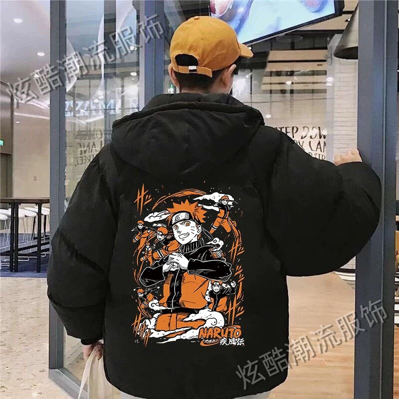 冬季新款棉衣男火影忍者连帽加厚棉衣