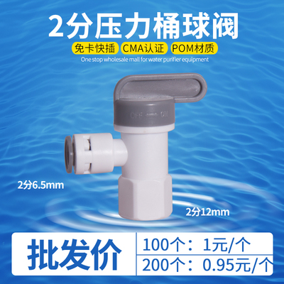 净水器压力桶球阀开关 2分管快接配件合适3.2G 3.8G 4G 6G 饮水机
