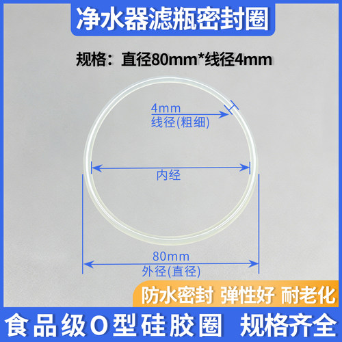 80直径O型硅胶密封圈过滤壳滤瓶净水器桶直饮机防水胶圈10寸20寸