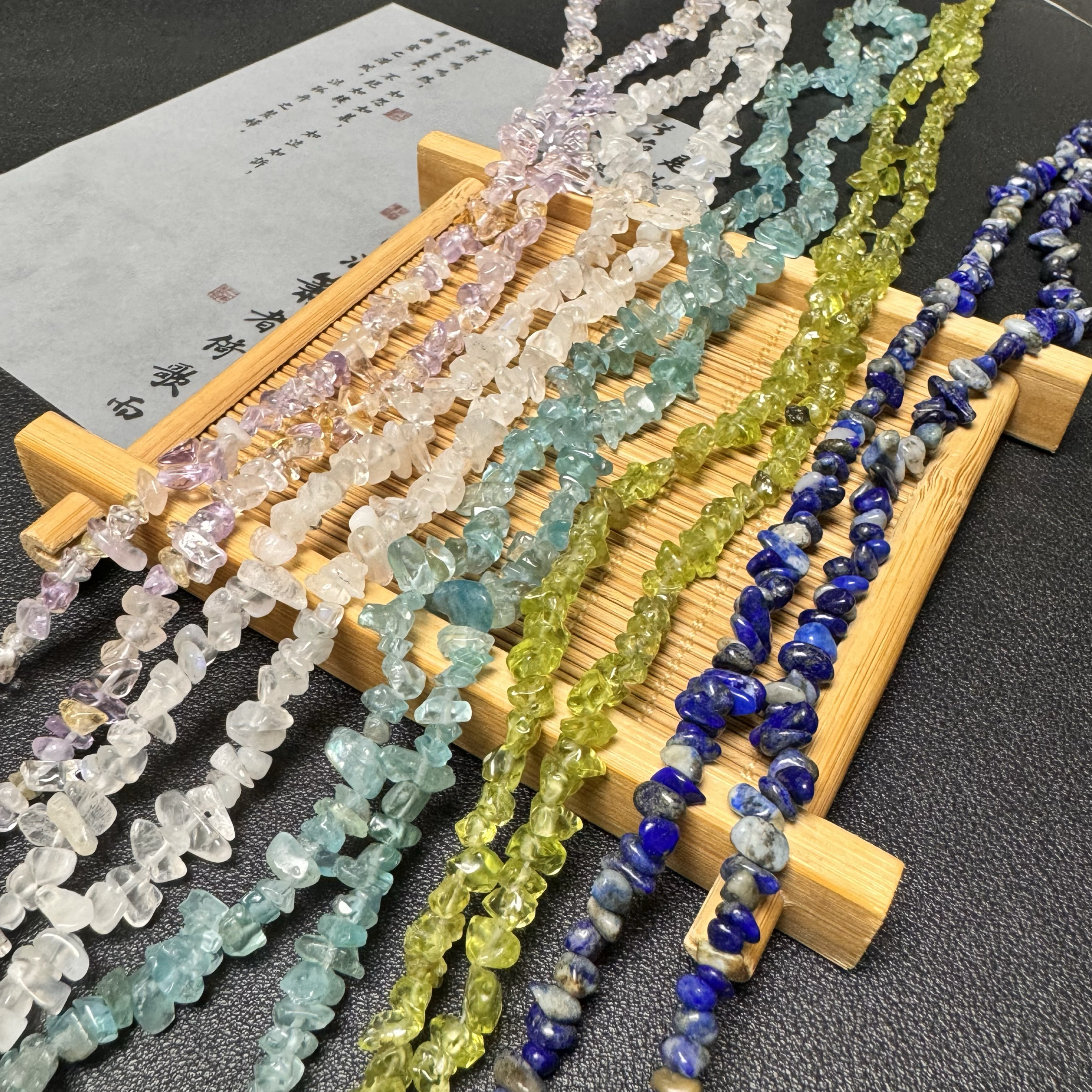 水晶碎石4-7mm不规则磷灰石/橄榄石/蓝月光散珠diy手工饰品配件