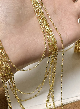 闪闪碎金链条 铜方珠链 电泳18k真金保色 diy项链手链流苏饰品