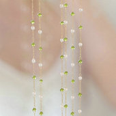 手工小珍珠水晶细链子 绿波清影 diy项链手链流苏饰品配件