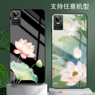 适用真我opporealmeGTneo5手机壳realmeGT大师版新品GT2荷花neo3男士女生款情侣莲花中国古风潮牌外套TG2pro