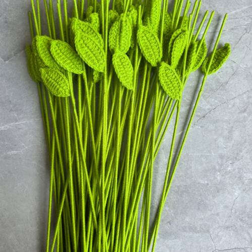 手工针织花杆半成品毛线缠绕通用叶子 玫瑰花向日葵泡芙花通用