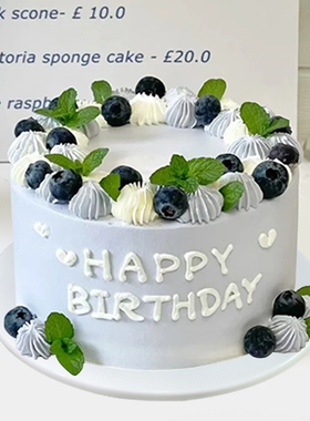 2026新款仿真生日蛋糕模型蓝色系系水果橱窗摆设样品假蛋糕道具