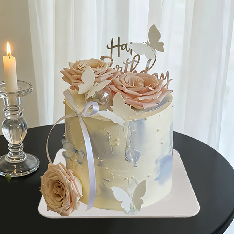 新款仿真蛋糕模型鲜花花卉蝴蝶塑胶假蛋糕橱窗摆放样品道具可定制,家居饰品,仿真水果,淘宝优惠券,粉丝福利购,淘宝优惠卷