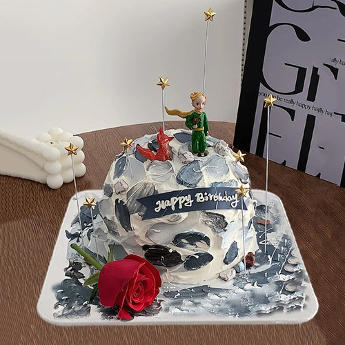 蛋糕模型仿真网红半球卡通小王子鲜花花卉橱窗假样品定制摄影道具