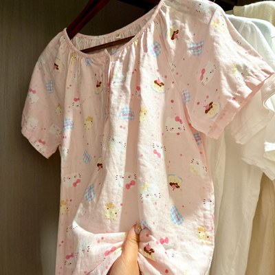 a类100%全棉纯棉双层纱布睡衣女2025夏季薄款短袖长裤家居服套装