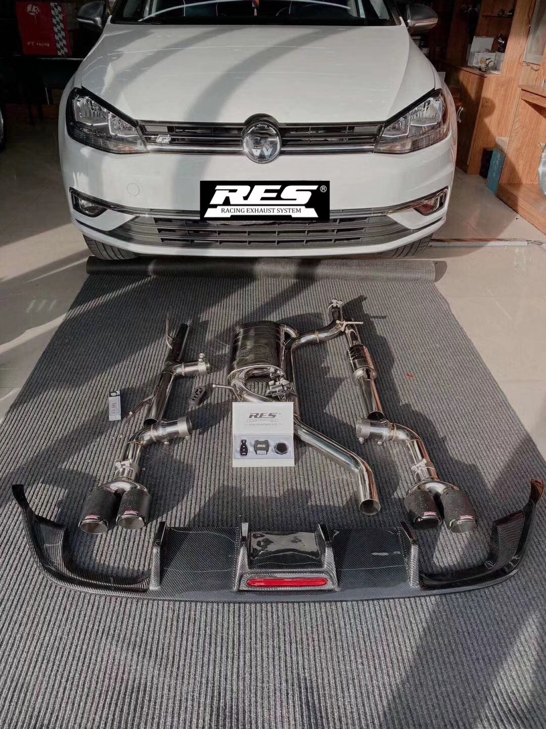 高尔夫7/7.5改装RES排气中尾段阀门放炮排气 高7RLINE改装排气管