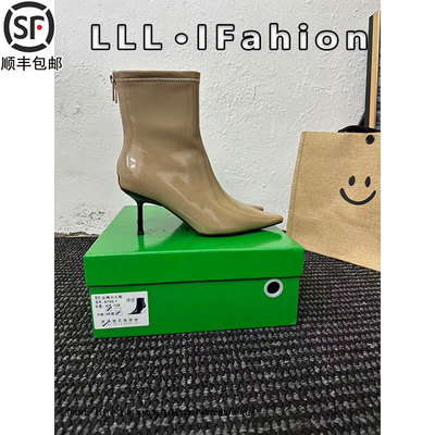 杨树林同款后拉链高跟靴子2025秋冬季爆款瘦瘦靴尖头堆堆短靴加绒