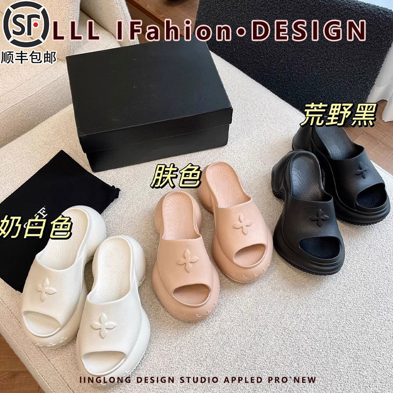 小红书爆款厚底十字花拖鞋女