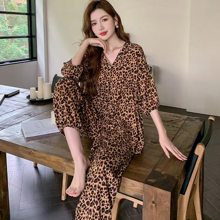 妈妈棉绸睡衣女中老年人造棉夏季绵绸七分袖套装两件套家居服加大