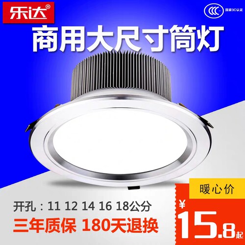 筒灯led 嵌入式12W9W开孔10 12 14 15 16 18 20 23cm大尺寸天花灯