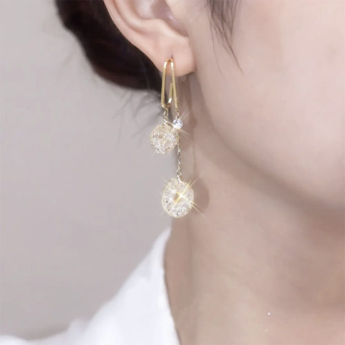 925纯银针时尚水晶耳环女