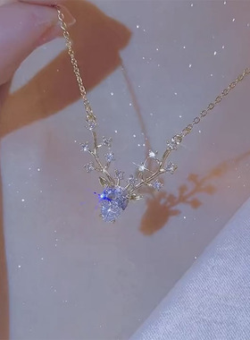 一鹿有你钛钢项链锆石个性锁骨链