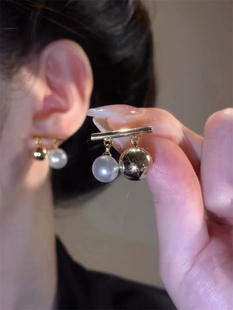小众设计感金属球球珍珠耳钉女925银针轻奢高级感耳环2023年新款