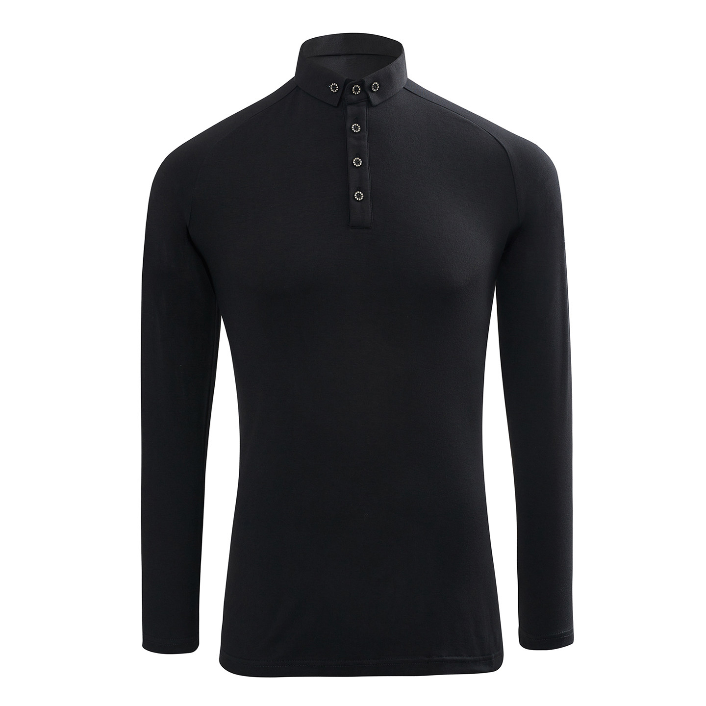 摩登舞国标舞训练服练功服三粒扣插肩袖木代尔棉本布领子秋冬长袖