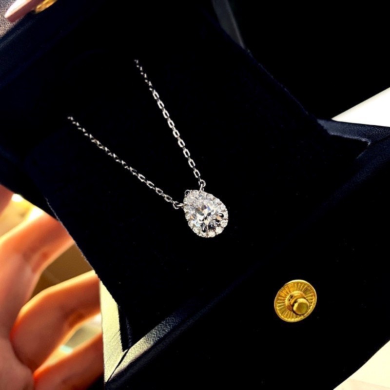 1克拉水滴形锆石项链 女轻奢小众白金纯银梨形锁骨链莫桑石礼物潮,饰品/流行首饰/时尚饰品新,项链,淘宝优惠券,粉丝福利购,淘宝优惠卷