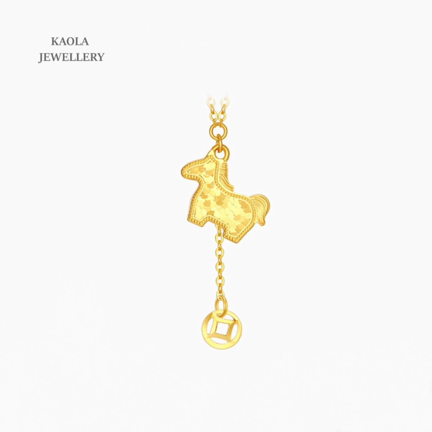 马上有钱 碎碎冰小马铜钱流苏项链女18K金纯银生肖马年本命年礼物,饰品/流行首饰/时尚饰品新,项链,淘宝优惠券,粉丝福利购,淘宝优惠卷