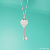 NEW 潮 个性 YORK心形钥匙项链女纯银锁骨链爱心桃心毛衣链长款 经典