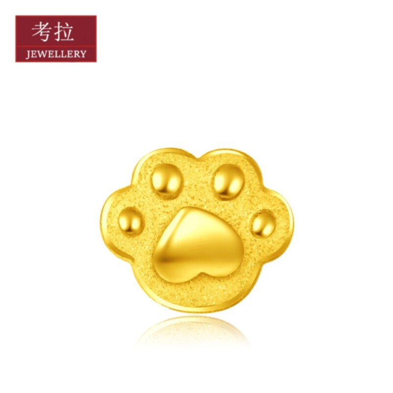 18K.金爱心猫爪耳钉女游乐场纯银镀黄金色脚丫耳环耳饰脚印个性潮