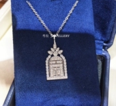 HVV 女Gharms白金纯银镶钻爱情之门锁骨链大门潮 H温幸福之门项链