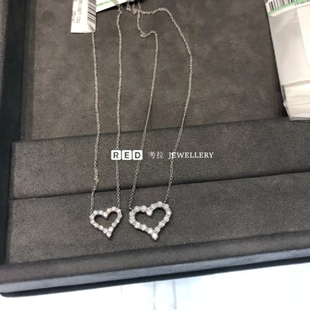 镶钻爱心项链女纯银镀18.K玫瑰金心形锁骨链白金气质高级感百搭潮