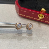 18.K飞碟泡泡耳钉玫瑰金单钻耳环纯银镶钻耳饰潮个性 简约男女情侣