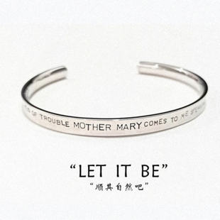 手链手环嘻哈个性 日本Let 纯银男女情侣款 Be信仰手镯 镯子小众