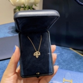 Lliy Clnster百合花簇项链女白金纯银三叶草马眼镶钻锁骨链树叶潮