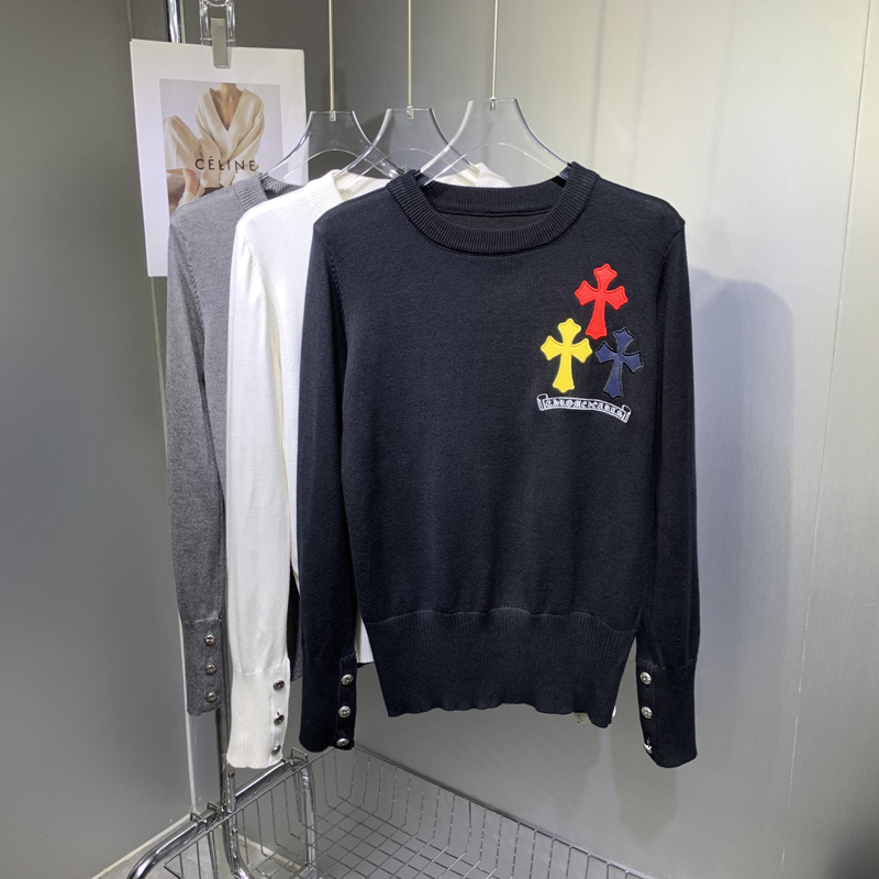 黑色毛衣套头女春季彩色十字架