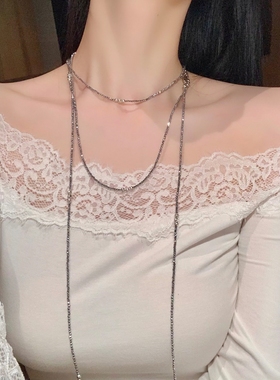 欧美小众长款多层叠戴项链女