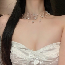 多层珍珠满天星项链超仙2024新款爆款锁骨链女款颈链装饰choker